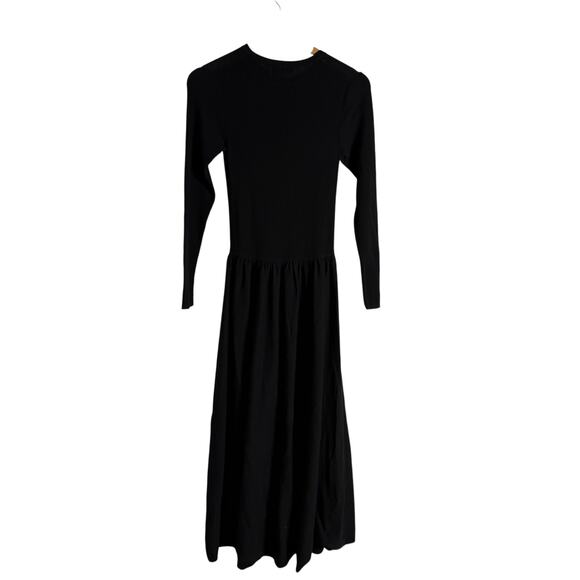 Thakoon Black Drop Waist Long Sleeve Knit A-Line Minimalist Midi Dress Size M - Picture 13 of 14